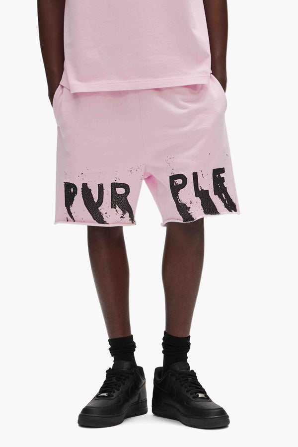 Purple Brand Painted Wordmark Shorts Pink