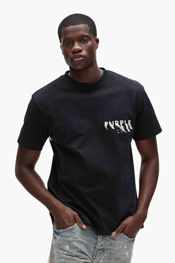 Purple Brand Painted Wordmark Tee Black