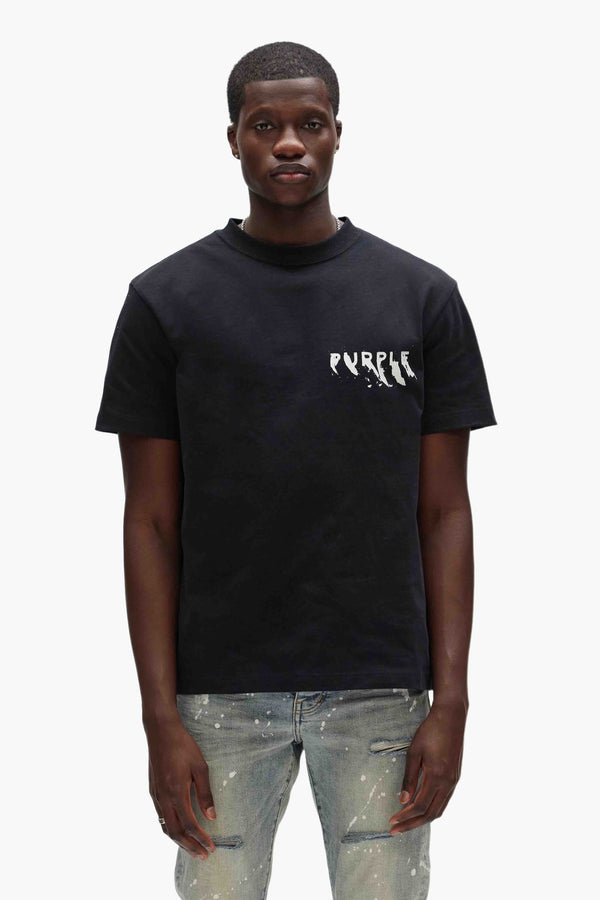 purple brand Painted Wordmark Tee Black