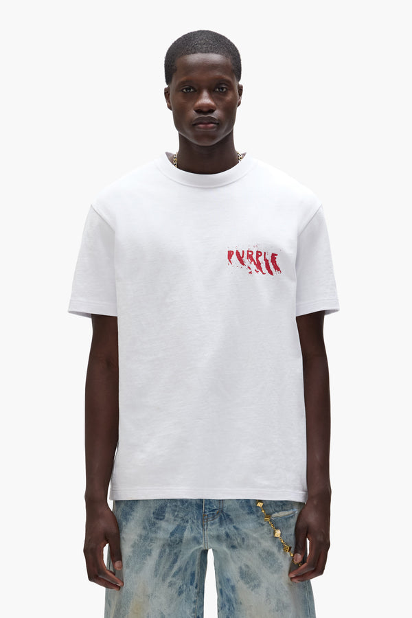 purple brand Painted Wordmark Tee Light Indigo