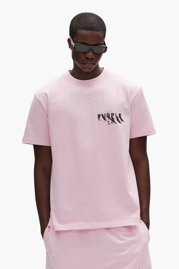 Purple Brand Painted Wordmark Tee Pink