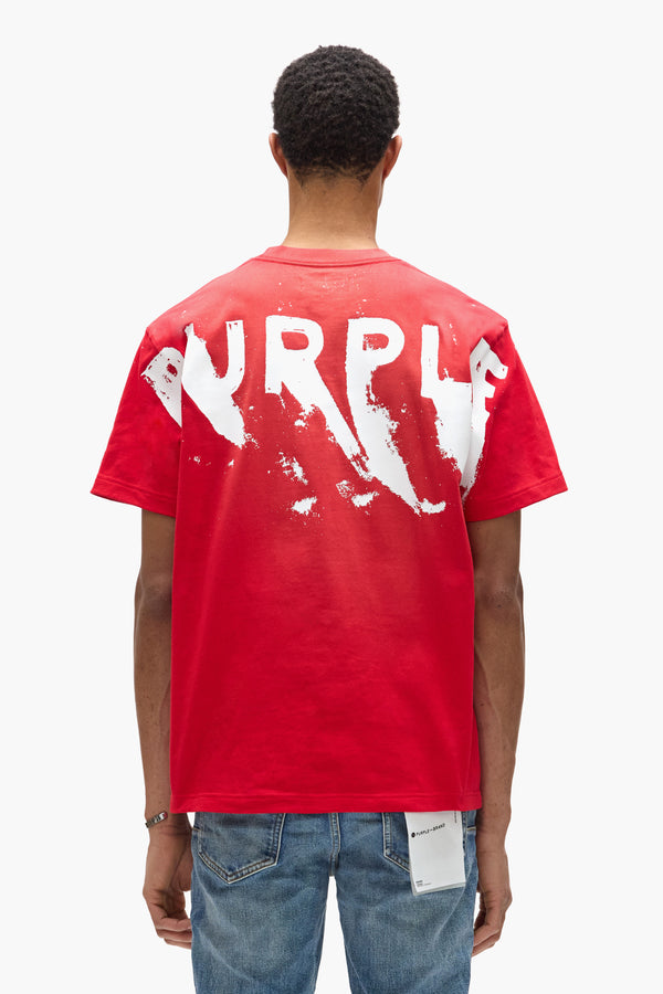 Purple Brand Painted Wordmark Tee Red