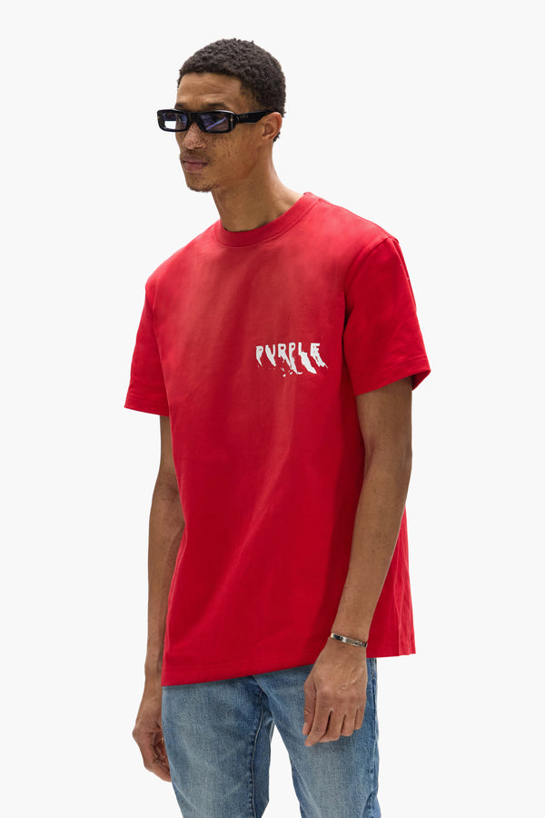 Purple Brand Painted Wordmark Tee Red