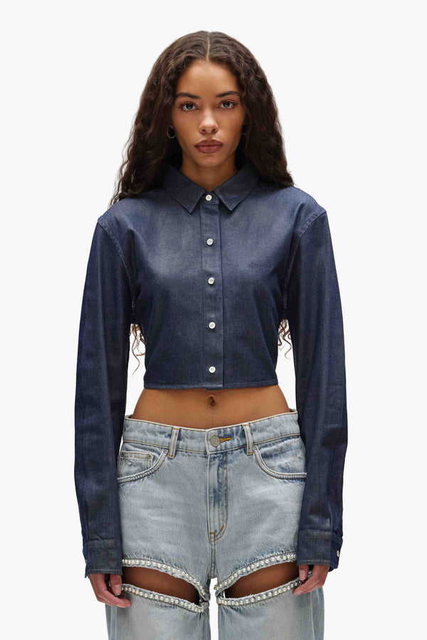 purple brand Pearl Button Up Shirt Dark Indigo