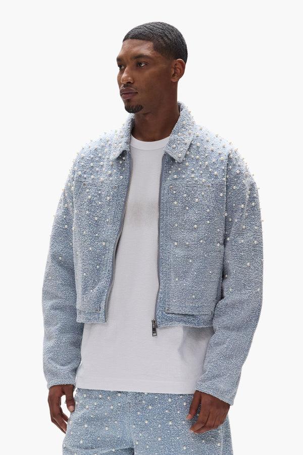 Purple Brand Pearl Cropped Jacket Light Indigo