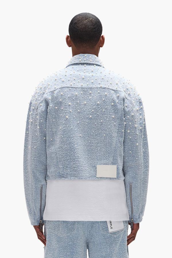 Purple Brand Pearl Cropped Jacket Light Indigo