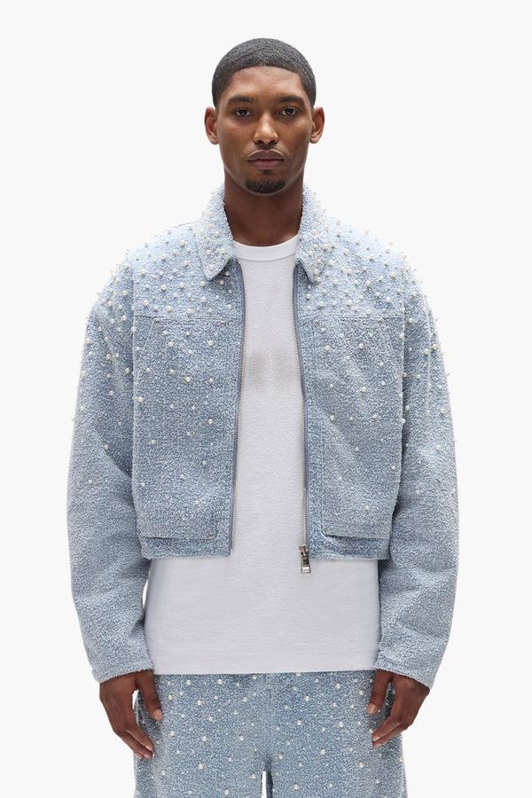 purple brand Pearl Cropped Jacket Light Indigo