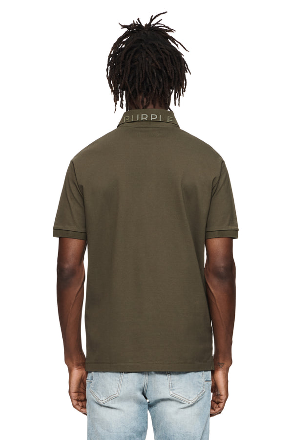 Purple Brand Pique Knit Polo Green