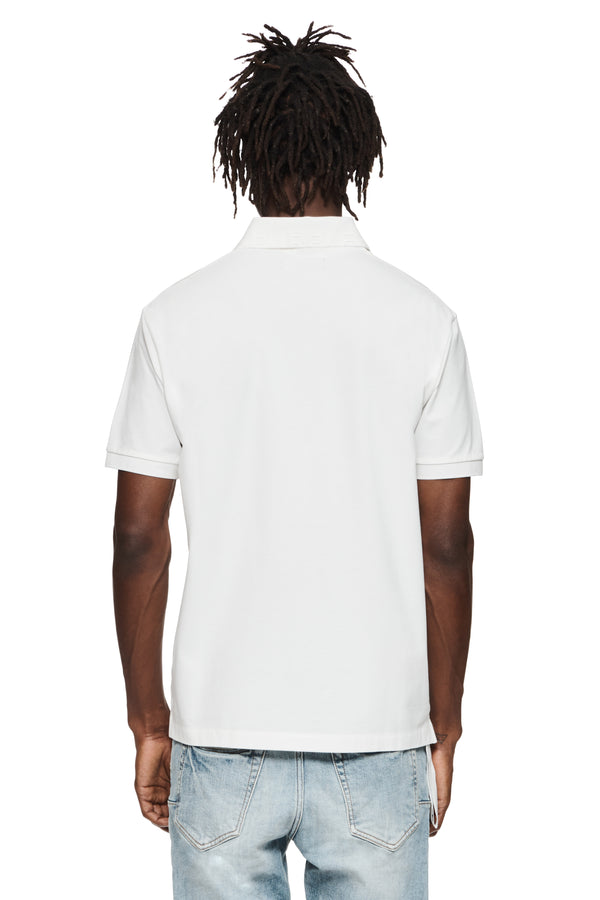 Purple Brand Pique Knit Polo Off White