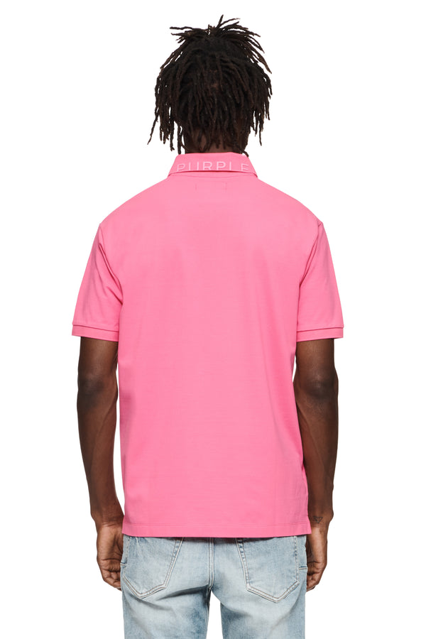 Purple Brand Pique Knit Polo Pink