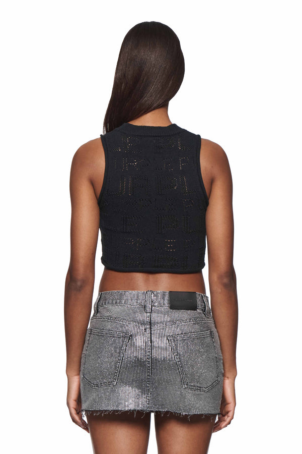 Purple Brand Pointelle Sweater Vest Black