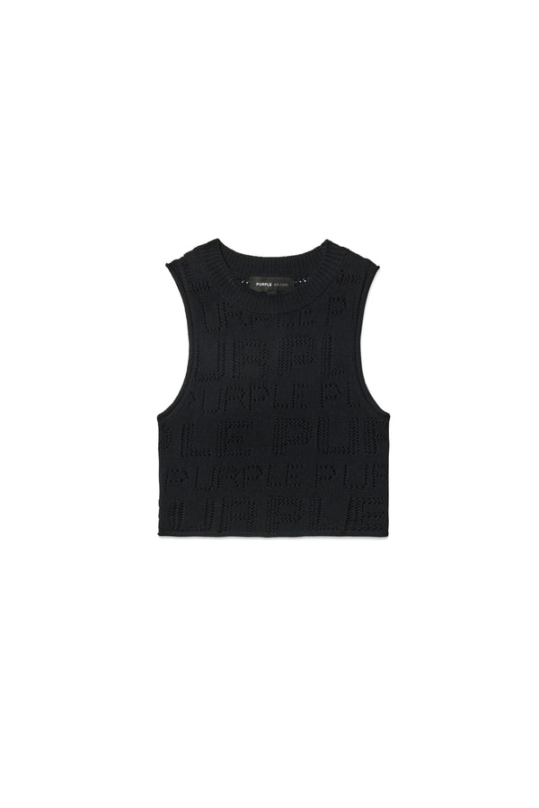Purple Brand Pointelle Sweater Vest Black