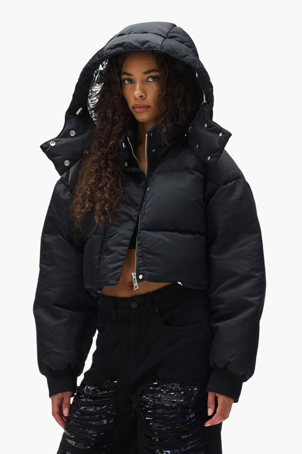 Purple Brand Puffer Jacket Black