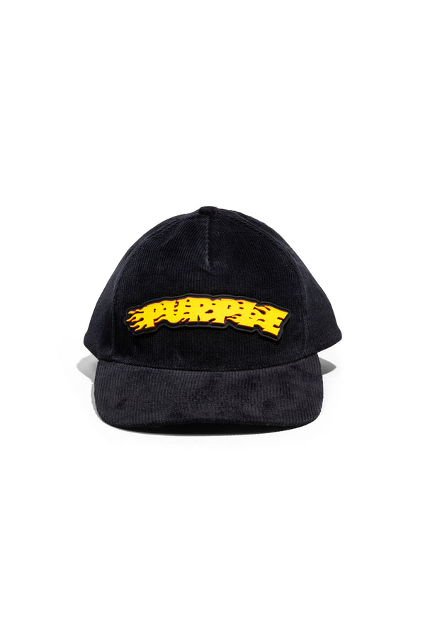 Purple Brand Purple Flames Logo Corduroy Hat Black