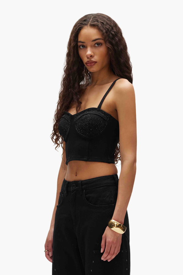 Purple Brand Rhinestone Corsette Black