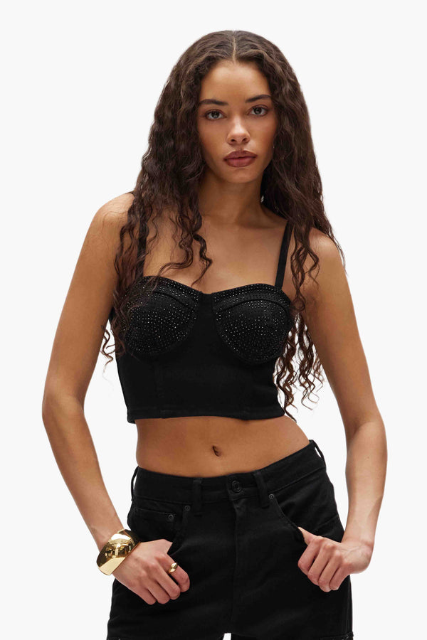 Purple Brand Rhinestone Corsette Black