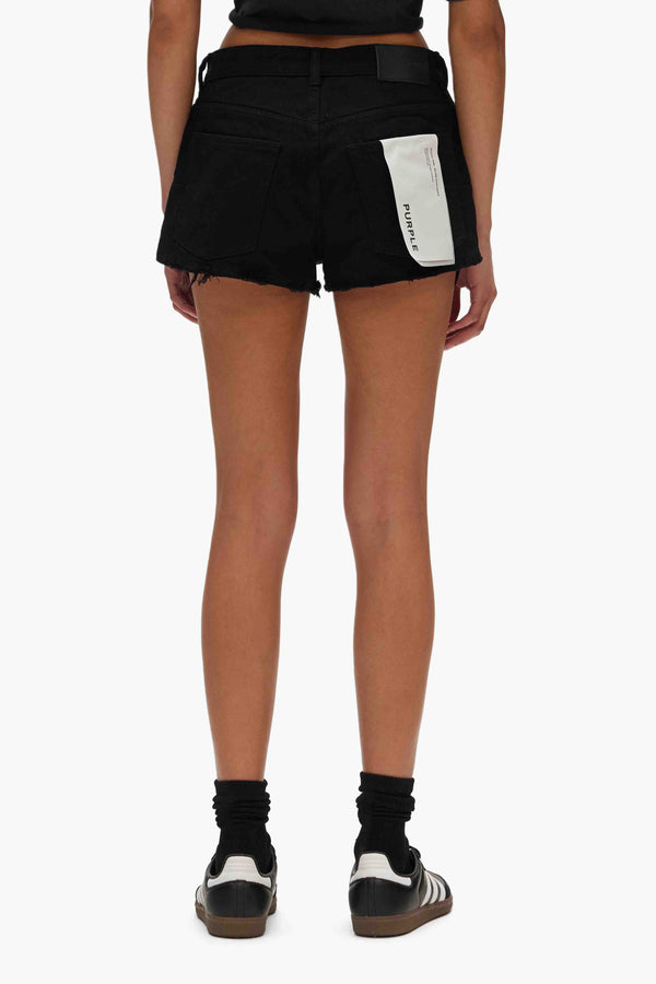 Purple Brand Rhinestone Denim Shorts Black