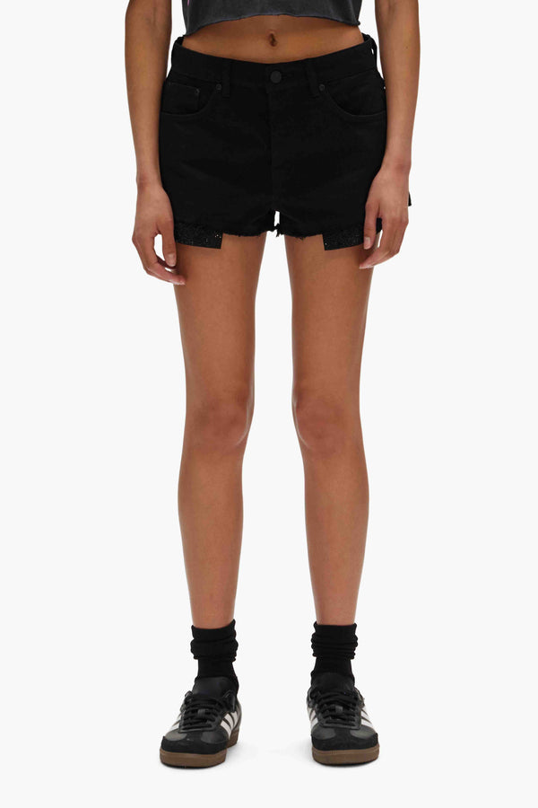 purple brand Rhinestone Denim Shorts Black