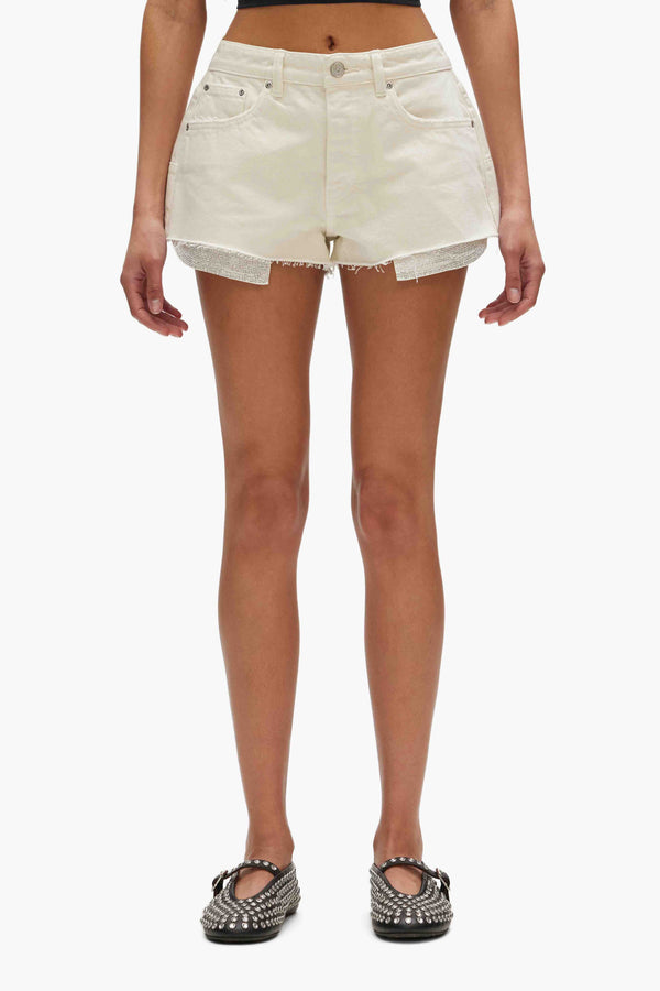 purple brand Rhinestone Denim Shorts Light Indigo