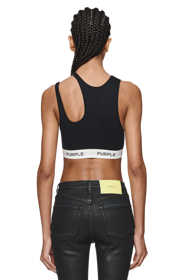 Purple Brand Rib Cut Out Bralette Black