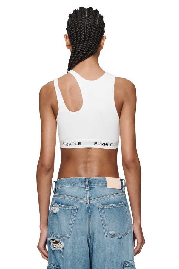 Purple Brand Rib Cut Out Bralette Light Indigo