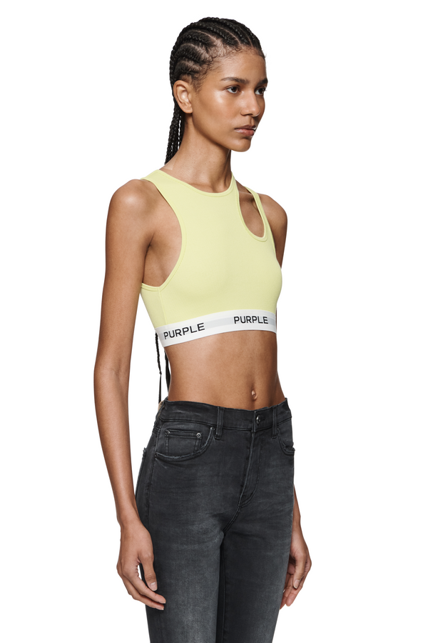 Purple Brand Rib Cut Out Bralette Lime Green