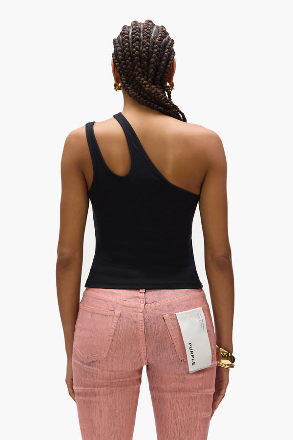 Purple Brand Rib Cut Out Tank Black