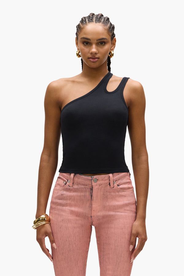 purple brand Rib Cut Out Tank Black