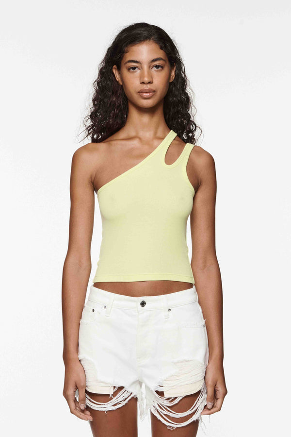 purple brand Rib Cut Out Tank Lime Green