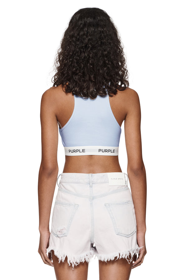 Purple Brand Rib Knit Bralette Blue