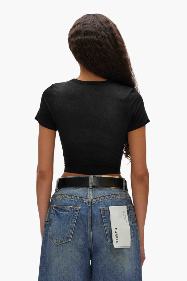 Purple Brand Ribbed Baby Tee Black