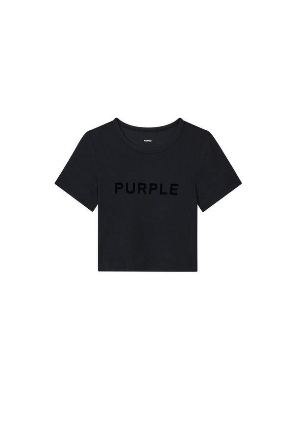 Purple Brand Ribbed Baby Tee Black