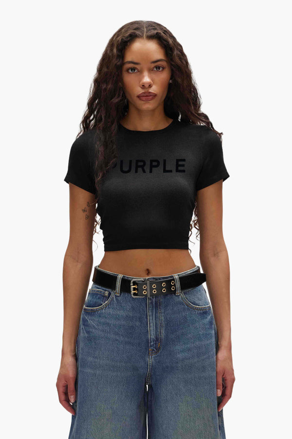 purple brand Ribbed Baby Tee Black