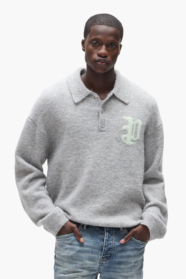 Purple Brand Rugby Knit Shirt Gray