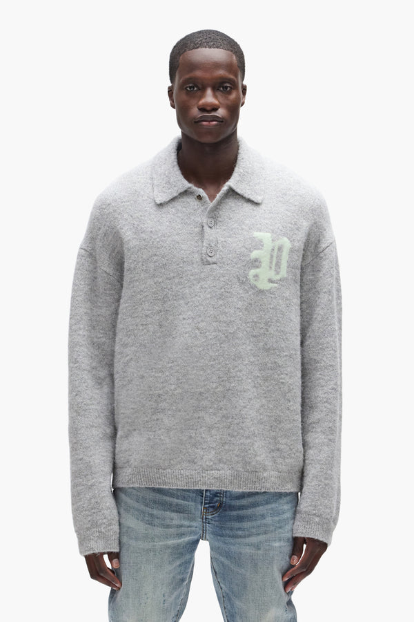 purple brand Rugby Knit Shirt Gray