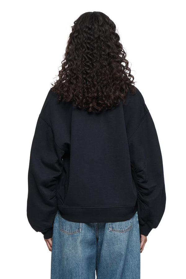 Purple Brand Script Oversized V Neck Top Black