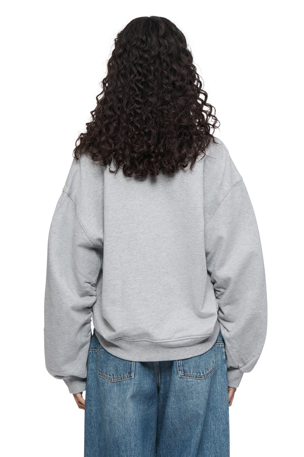 Purple Brand Script Oversized V Neck Top Gray