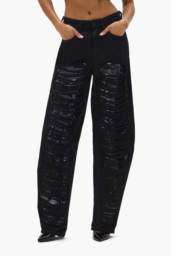 Purple Brand Sequin Barrel Leg Black