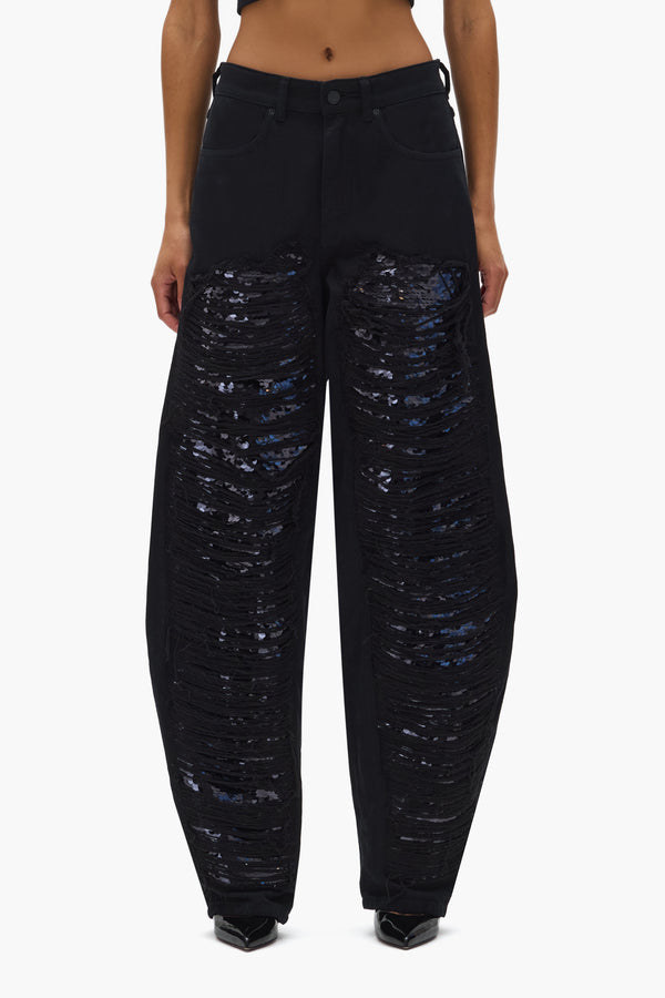 purple brand Sequin Barrel Leg Black