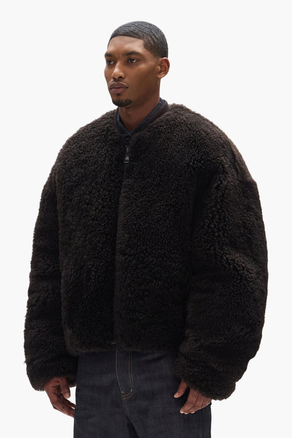 Purple Brand Shearling Jacket Brown