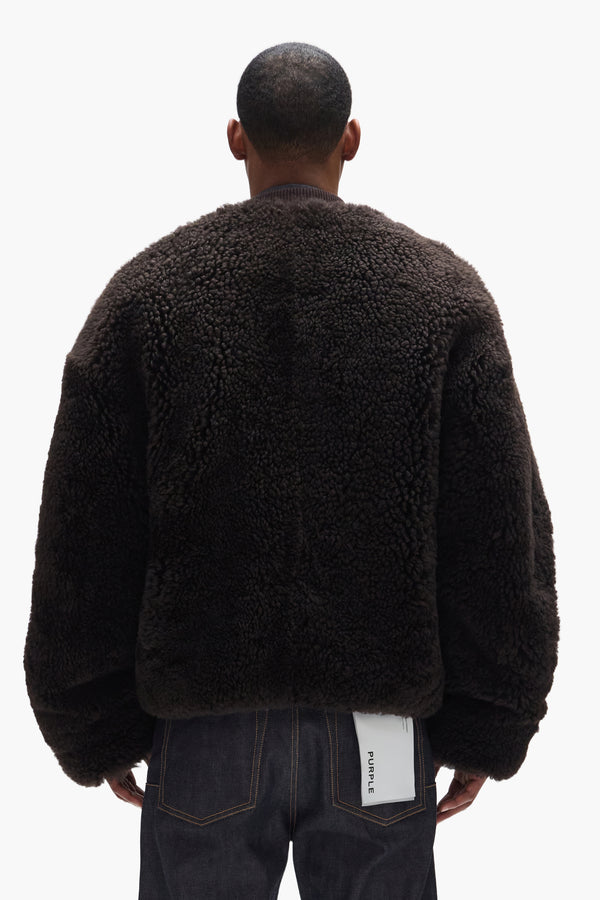 Purple Brand Shearling Jacket Brown