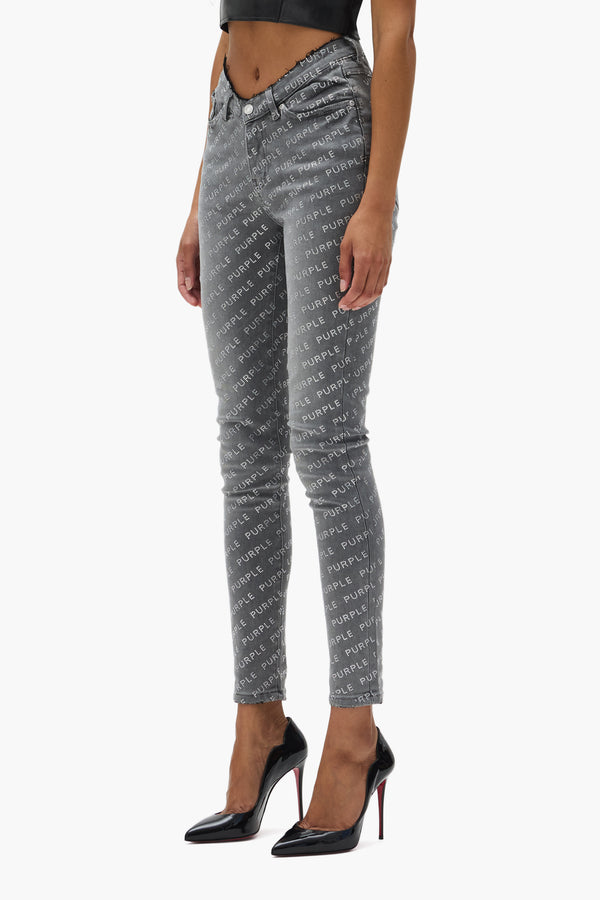 Purple Brand Skinny Low V Logo Gray