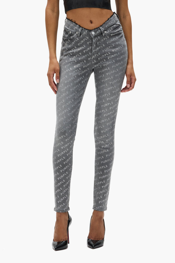 Purple Brand Skinny Low V Logo Gray