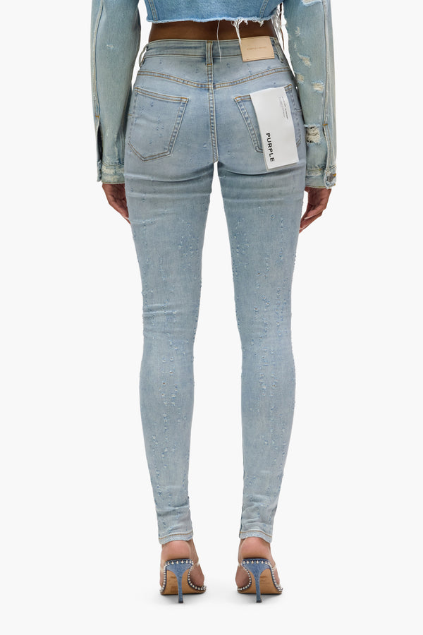 Purple Brand Skinny Mid Rise Coated Light Indigo