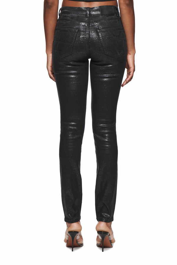 Purple Brand Skinny Mid Rise Glitter Black