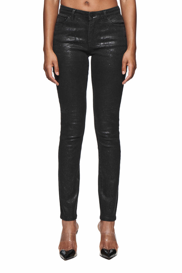 purple brand Skinny Mid Rise Glitter Black