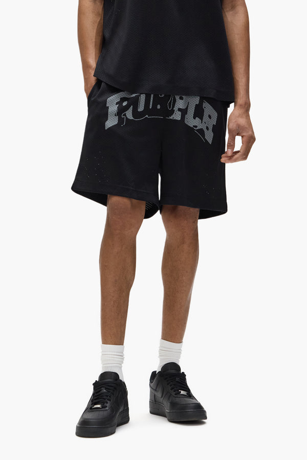 Purple Brand Slab Mesh Shorts Black