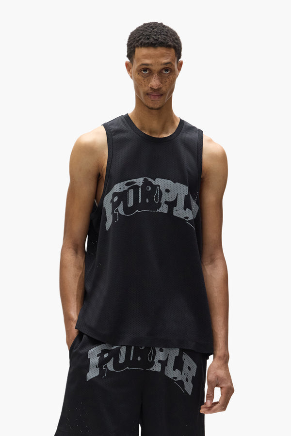 Purple Brand Slab Mesh Tank Top Black