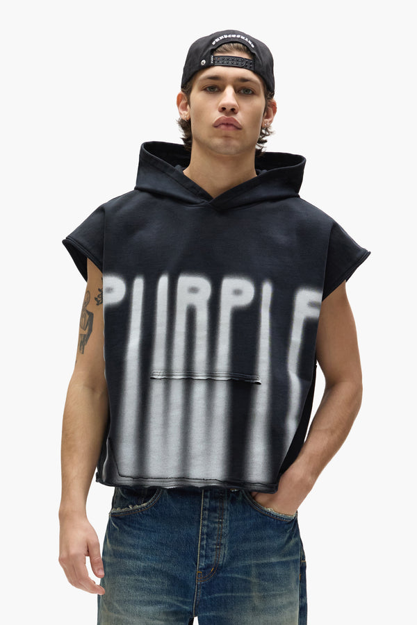 Purple Brand Sleeveless Hoodie Black