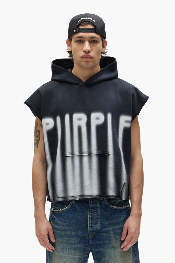 purple brand Sleeveless Hoodie Black